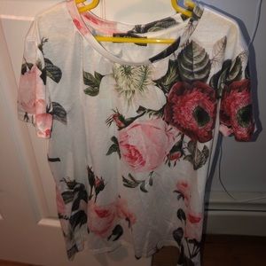 Floral white tee